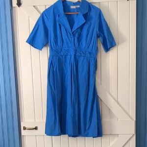eshakti Bright Blue Shirtwaist Midi Dress